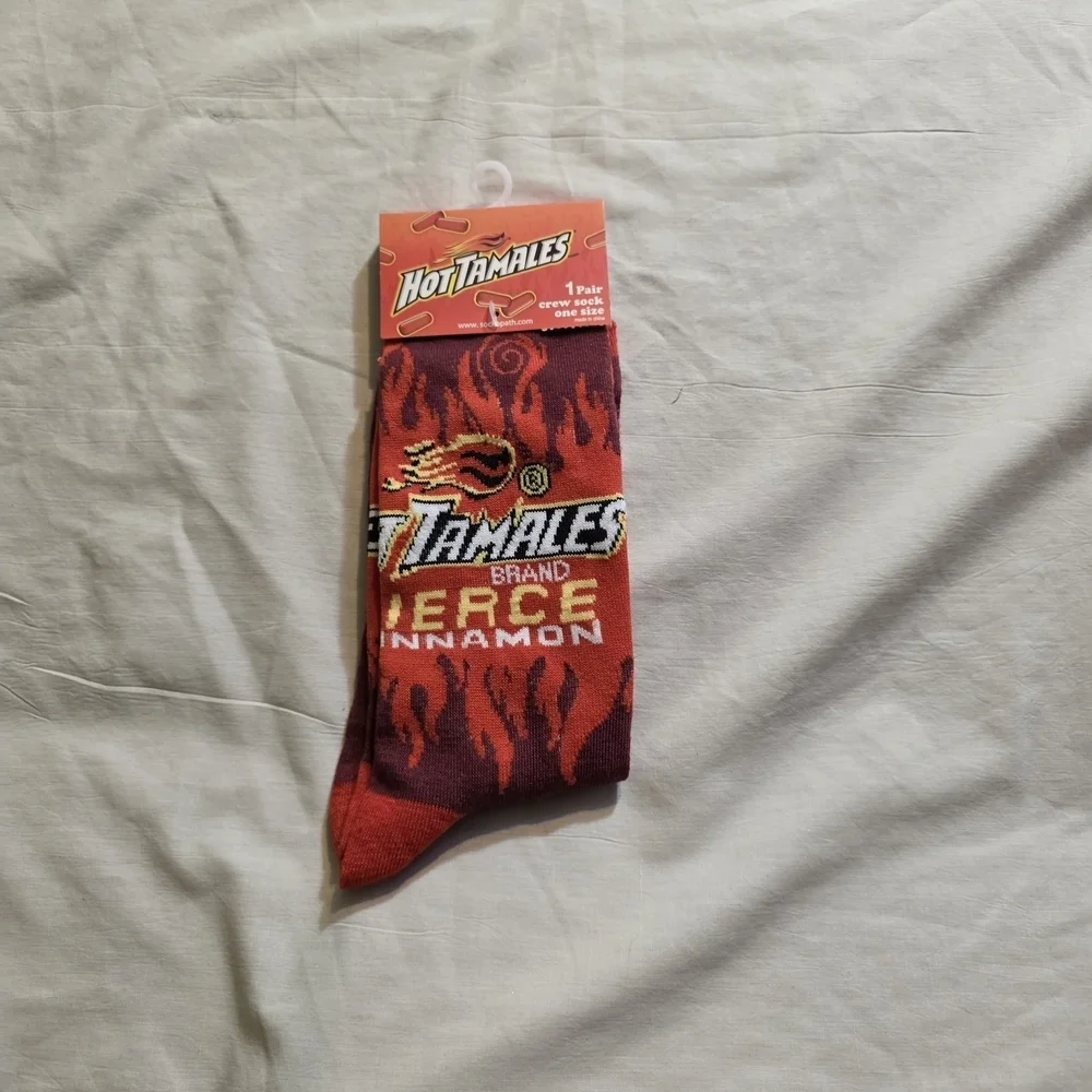Novelty 4/$25 Sock Bundle. Hot Tamales Candy Red Socks Unisex Size 6-12